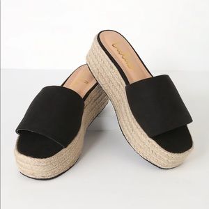 Lulus black suede platform sandals
